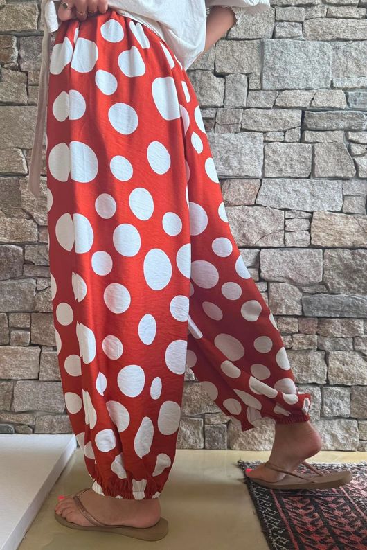 Basso Big Dot Balloon Cuff Pant Rust & White